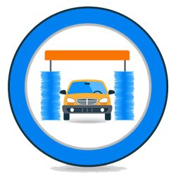 38305629 - automatic carwash facilities innovative self service foaming brush unit equipment flat icons set abstract vector isolated illustration