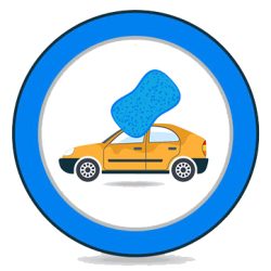 38305629 - automatic carwash facilities innovative self service foaming brush unit equipment flat icons set abstract vector isolated illustration