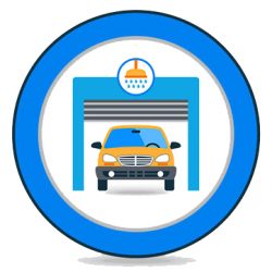 38305629 - automatic carwash facilities innovative self service foaming brush unit equipment flat icons set abstract vector isolated illustration