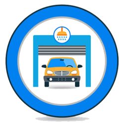 38305629 - automatic carwash facilities innovative self service foaming brush unit equipment flat icons set abstract vector isolated illustration